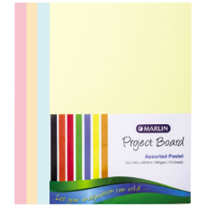Marlin A4 Pastel Assorted Project Boards 160gsm - pack of 10's 